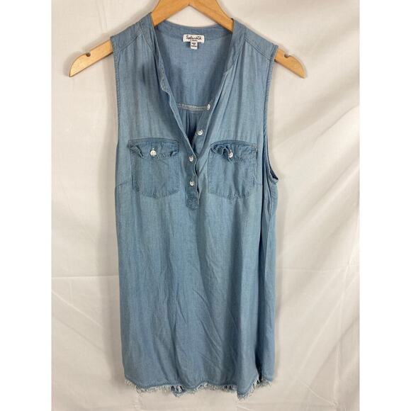 Splendid Indigo Chambray Raw Hem Dress XS - Picture 2 of 5